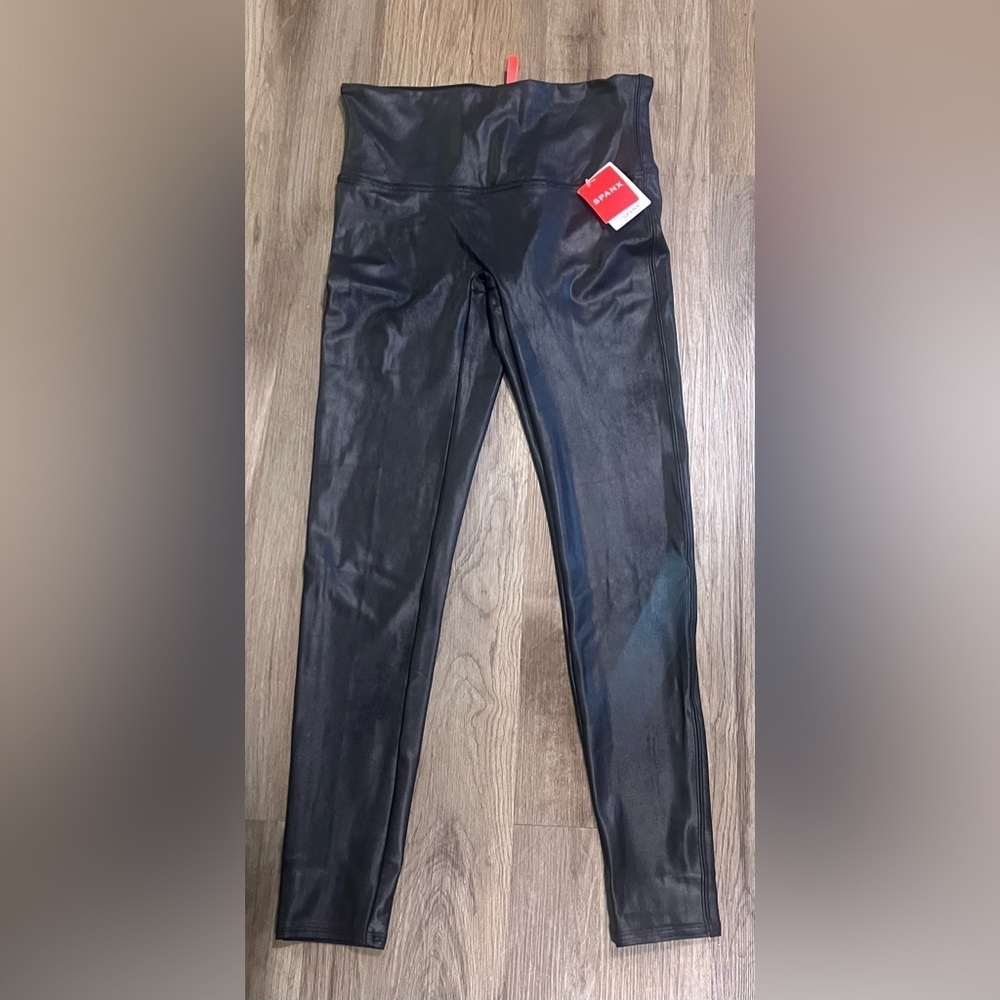 New With Tags Spanx Black Faux Leather Leggings